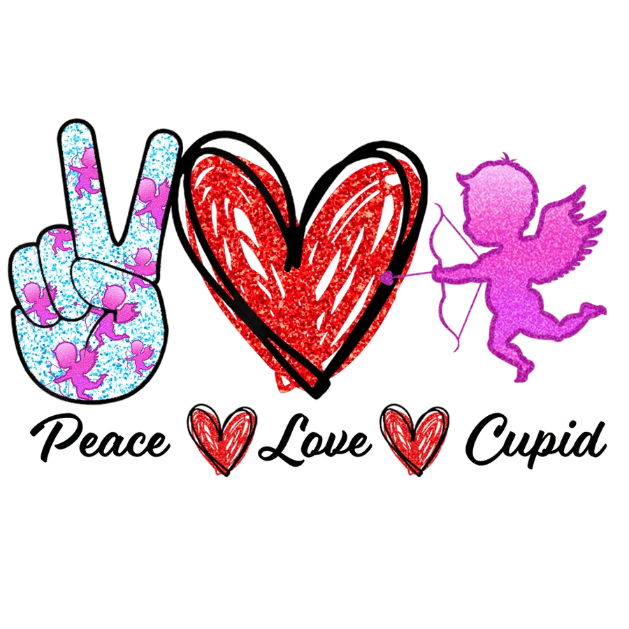 Valentine's Day Peace Love Cupid Design | DTF Dallas