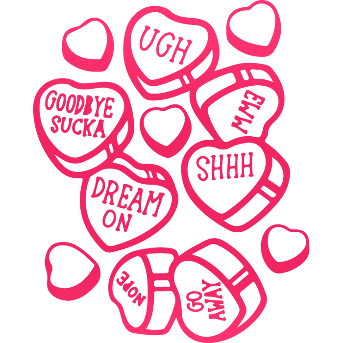 Valentine's Day Love Candy Design pressed on a garment