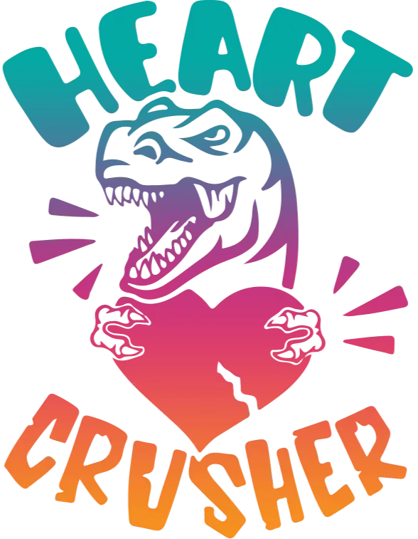 Heart Crusher Valentine's Day Design pressed on a garment