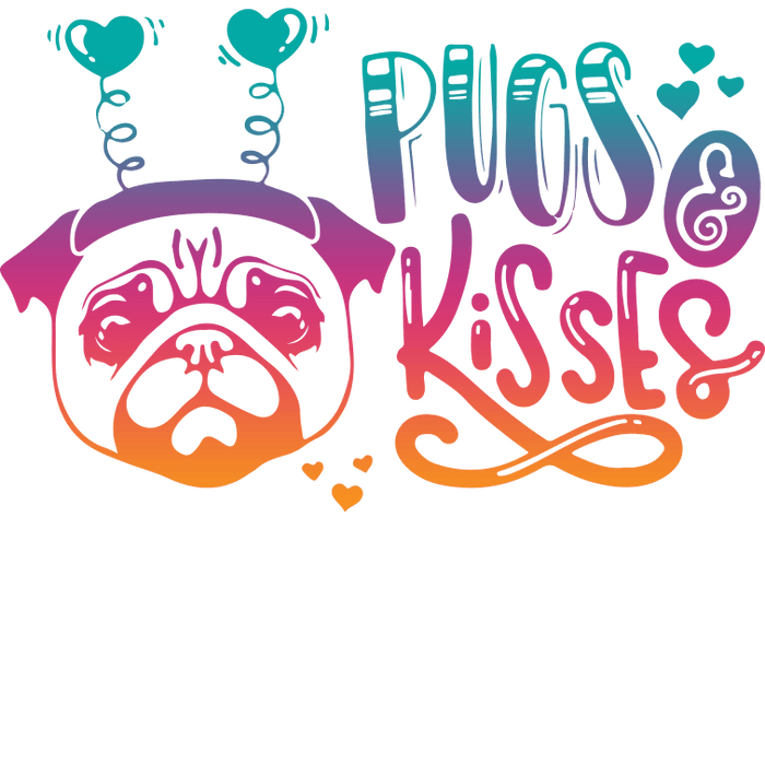 Pugs & Kisses Valentine's Day Design pressed on a garment