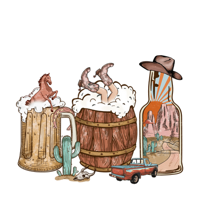 Western Cowboys Drink Design - DTF Ready To Press - DTF Dallas 