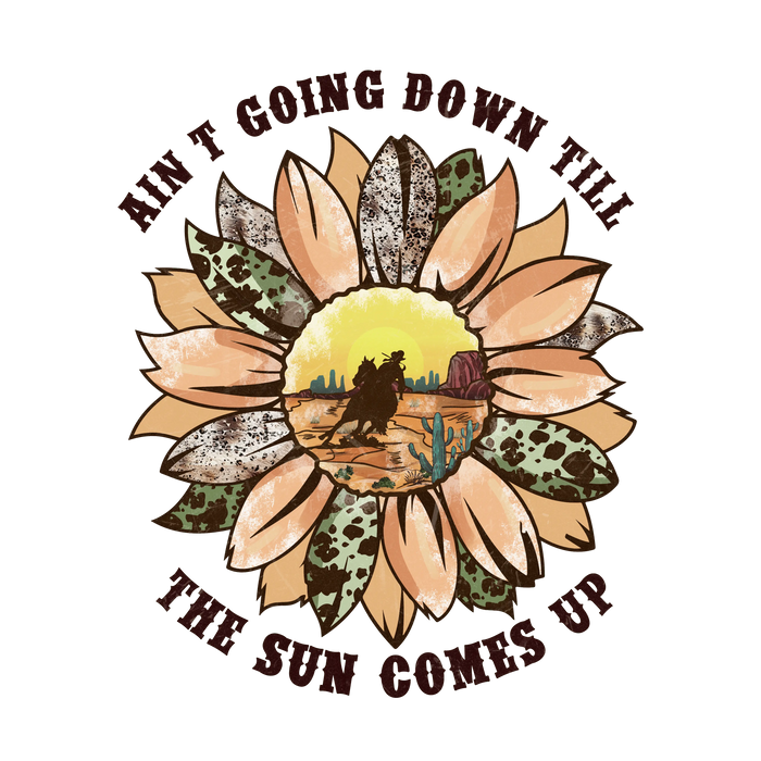 The Sun Comes up Western Design pressed on a garment
