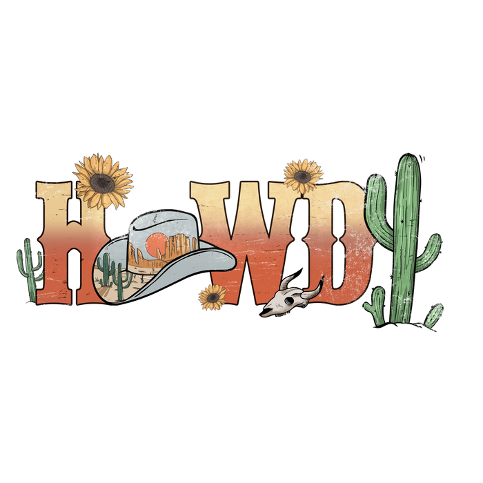 Howdy Western Wild Design pressed on a garment