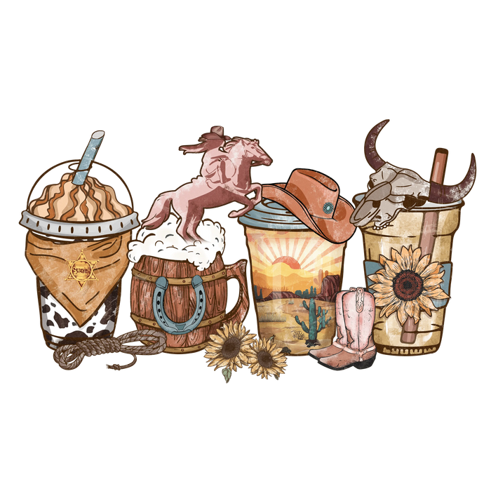 Western Drink Design pressed on a garment