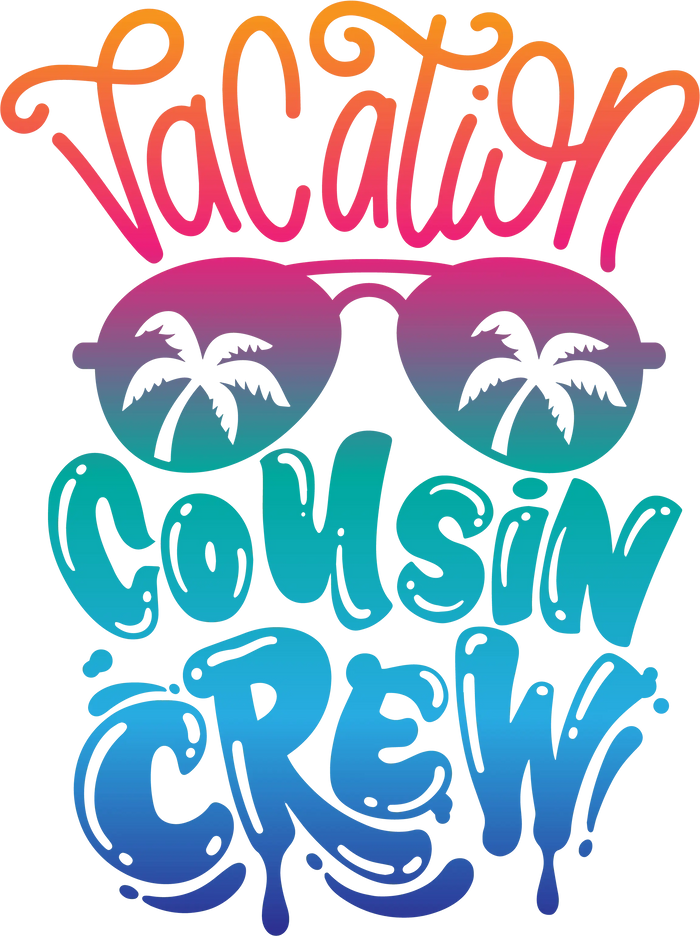 Summer Vacation Cousin Crew Design pressed on a garment