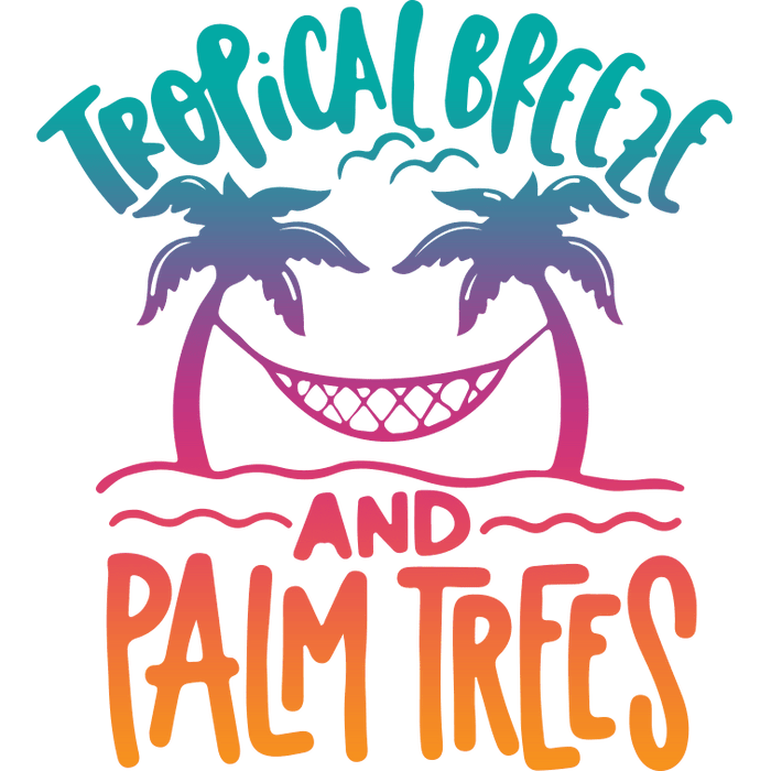 Tropical Breeze and Palm Tree Summer Design pressed on a garment