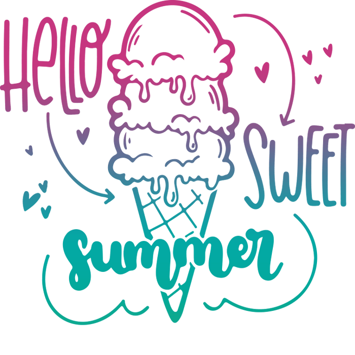 Hello Sweet Summer Design pressed on a garment