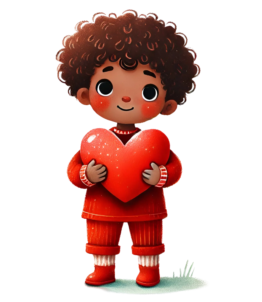 Boy Holding A Big Heart Design | DTF Dallas
