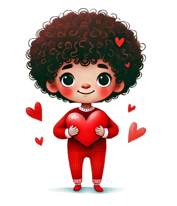 Valentine's Day Boy Holding A Big Heart Design Love Story Collection pressed on a garment