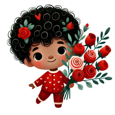 Boy Holding A Bouquet Of Red Roses Design | DTF Dallas - DTF Dallas 
