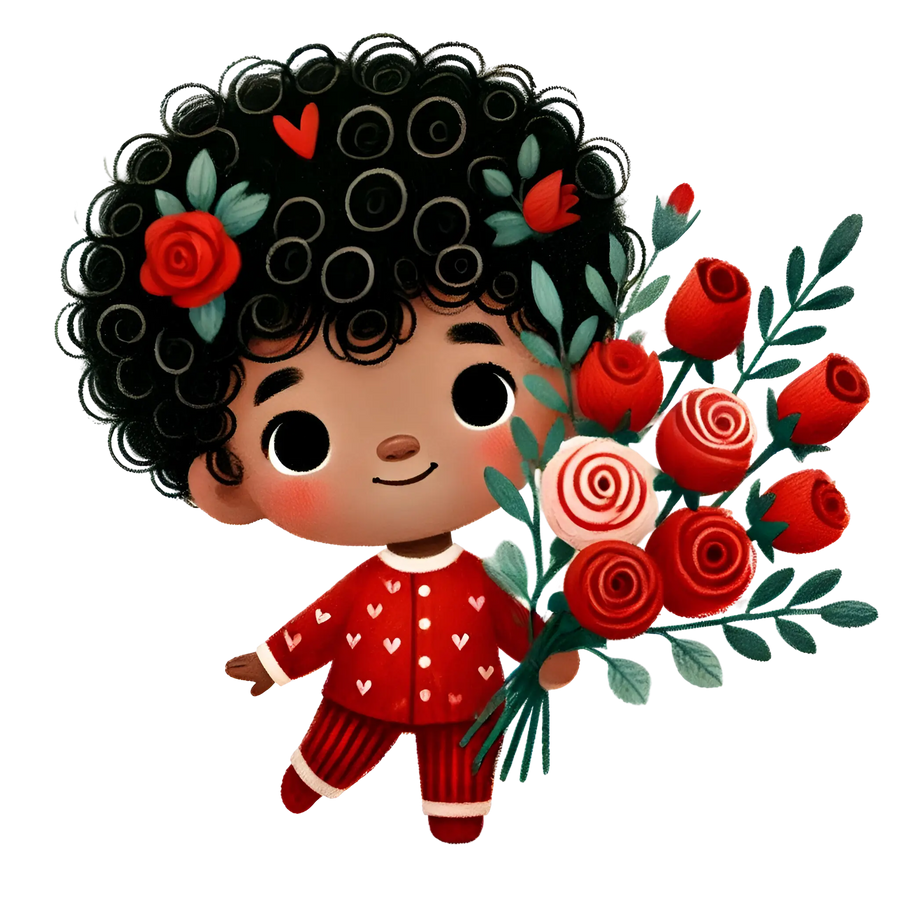 Boy Holding A Bouquet Of Red Roses Design | DTF Dallas