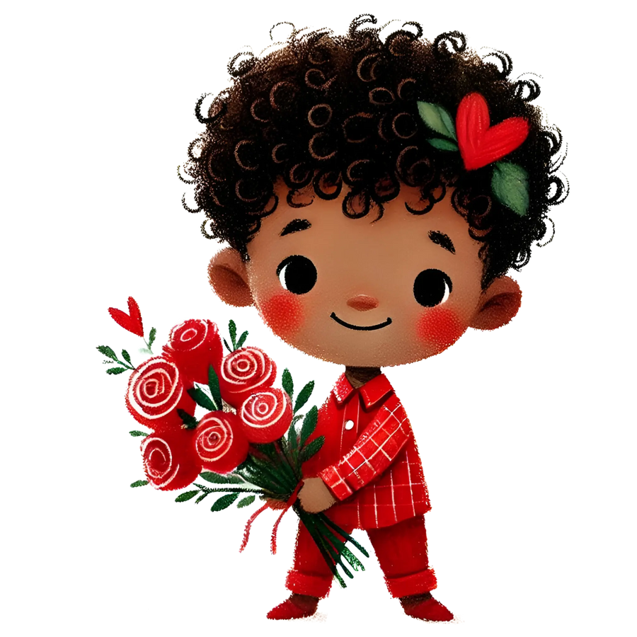 Valentine's Day Boy Holding A Bouquet Of Red Roses Design | DTF Dallas