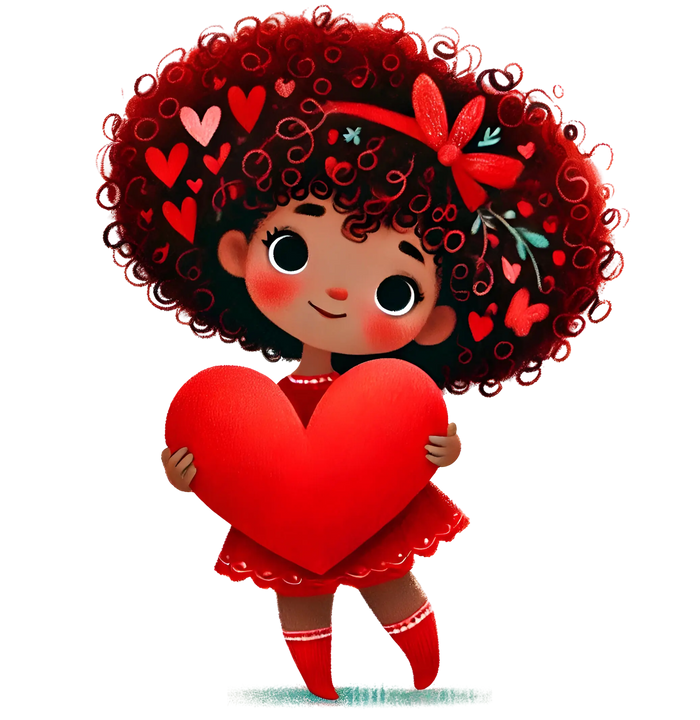 Girl Holding A Big Heart Design pressed on a garment