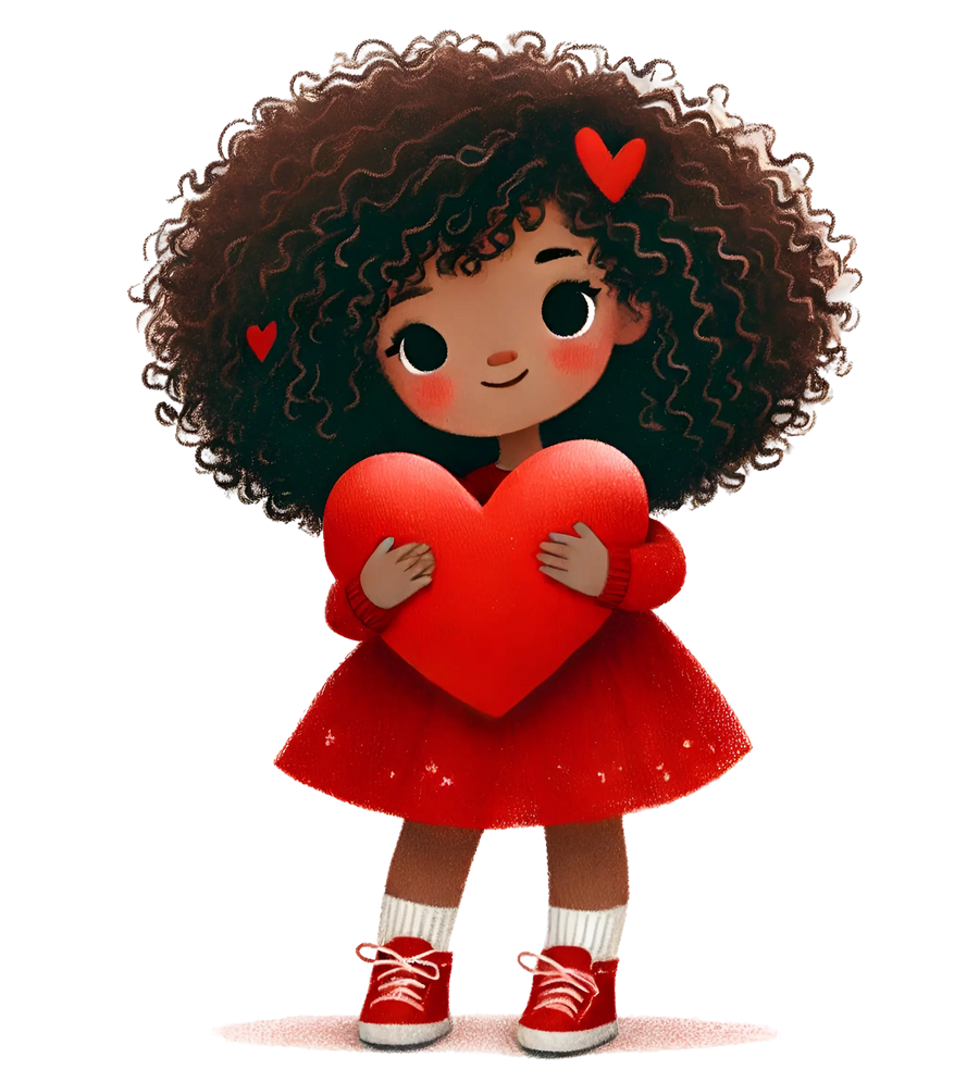 Valentine's Day Girl Holding A Big Heart Design | DTF Dallas