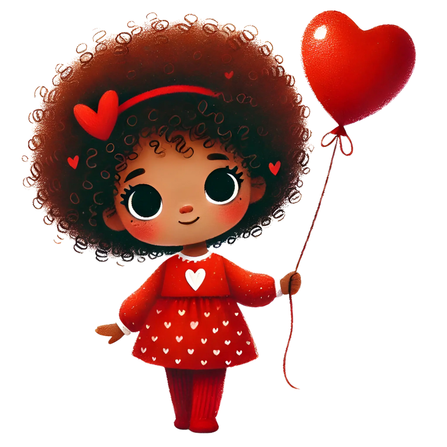 Valentine's Day Girl Holding A Balloon Design | DTF Dallas