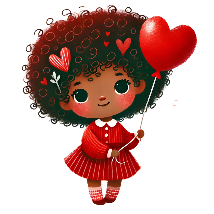 Girl Holding A Red Balloon Design pressed on a garment