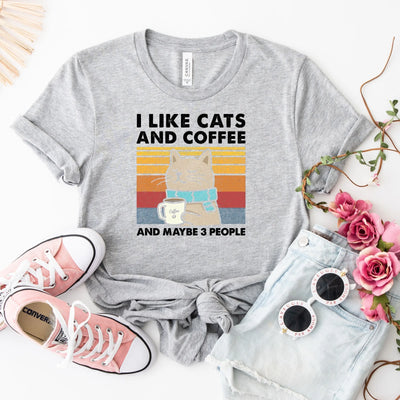 I Like Cats And Coffee Shirt (Unisex V-Neck) - DTF Dallas 