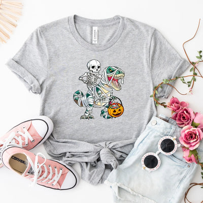 Skeleton Riding Dinosaur Shirt (Youth) - DTF Dallas 