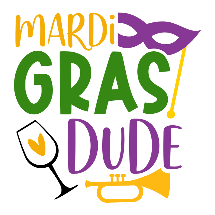 Mardi Gras Dude Design pressed on a garment