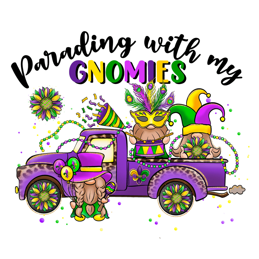 Parading with My Gnomies - Mardi Gras Design | DTF Dallas