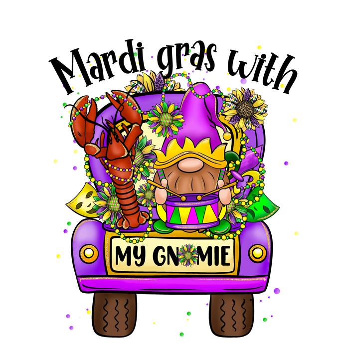Mardi Gras with My Gnomie and Truck Design pressed on a garment