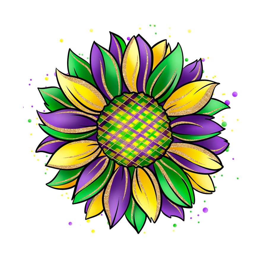 Mardi Gras Sunflower Design - DTF Ready To Press