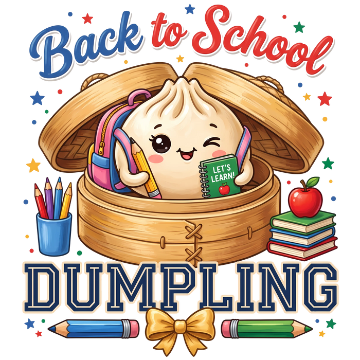 Back to School Dumpling Design pressed on a garment