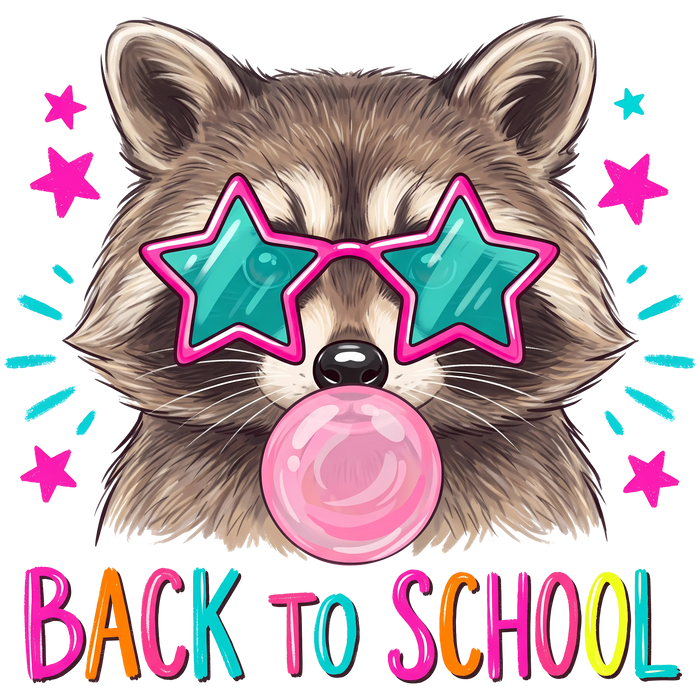 Back to School Raccoon Design pressed on a garment