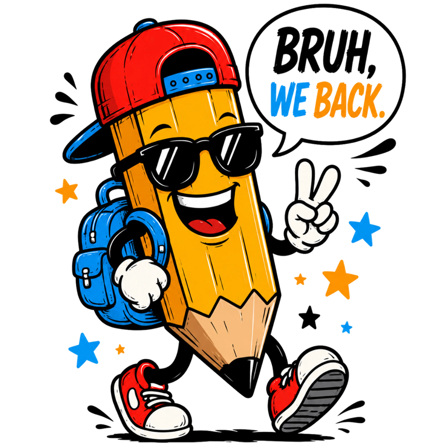 Bruh We Back Pencil Design - DTF Ready To Press
