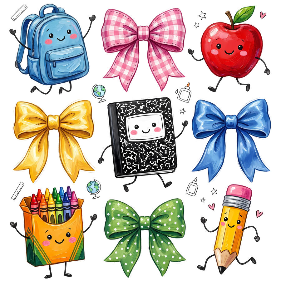 Back to School Supplies Collection Design - DTF Ready To Press