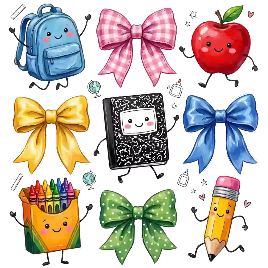 Back to School Supplies Collection Design - DTF Ready To Press