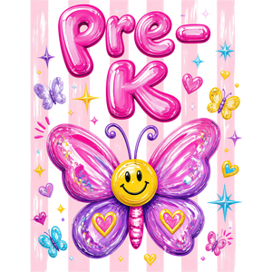 Back to School Pre-K Butterfly Design - DTF Ready To Press - DTF Dallas 