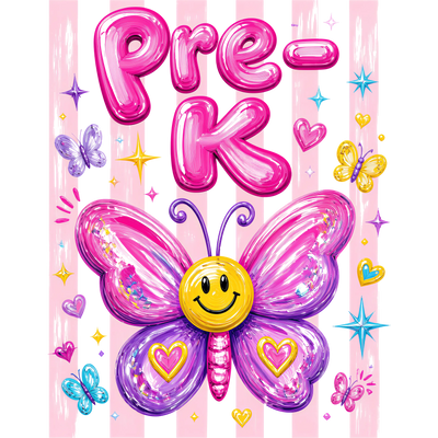 Back to School Pre-K Butterfly Design - DTF Ready To Press - DTF Dallas 