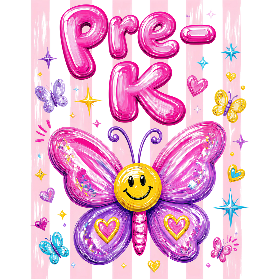 Back to School Pre-K Butterfly Design - DTF Ready To Press