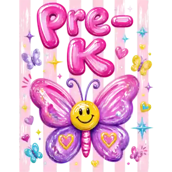 Back to School Pre-K Butterfly Design - DTF Ready To Press