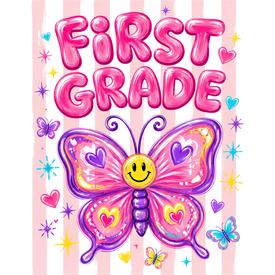 Kids First Grade Butterfly School Design - DTF Ready To Press