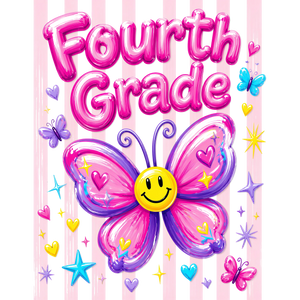 Fourth Grade Girls Back to School Butterfly Design - DTF Ready To Press - DTF Dallas 