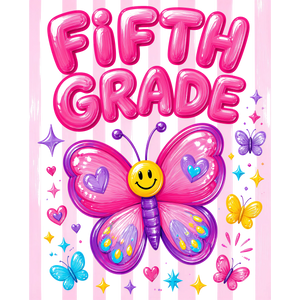 Fifth Grade Girls Back to School Butterfly Design - DTF Ready To Press - DTF Dallas 
