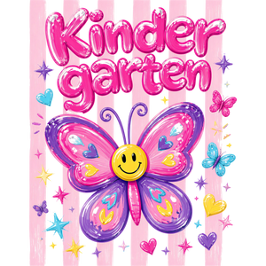 Back to School Kindergarten Butterfly Girl Design - DTF Ready To Press - DTF Dallas 