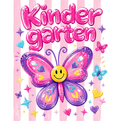 Back to School Kindergarten Butterfly Girl Design - DTF Ready To Press - DTF Dallas 