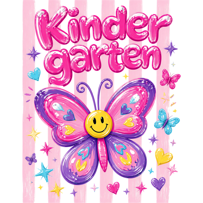 Back to School Kindergarten Butterfly Girl Design pressed on a garment