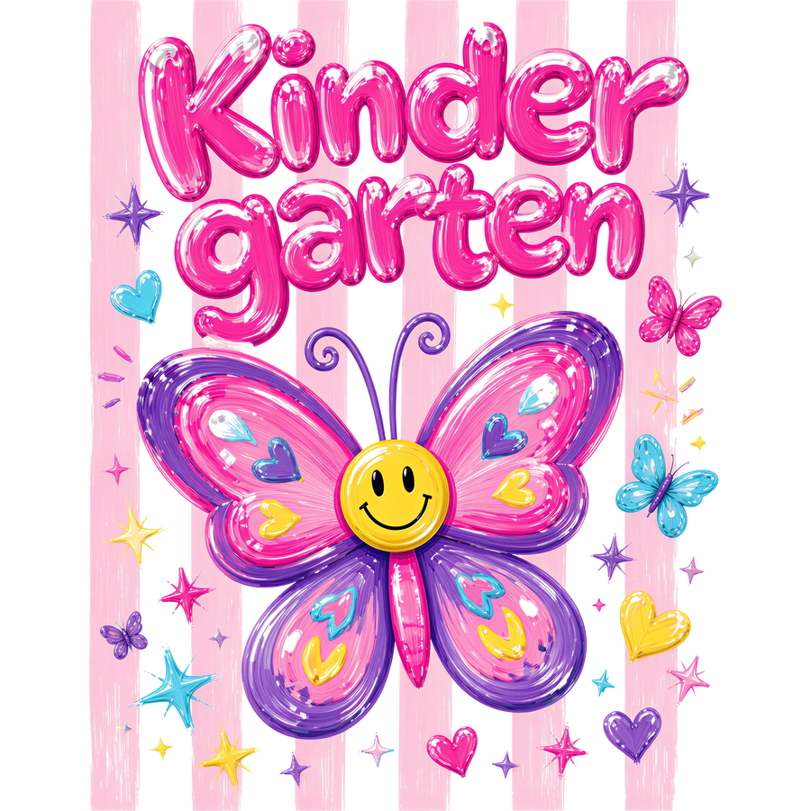 Back to School Kindergarten Butterfly Girl Design - DTF Ready To Press