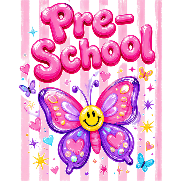 Girls Pre School Spirit Butterfly Design pressed on a garment