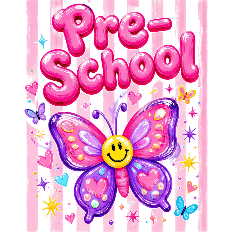 Girls Pre School Spirit Butterfly Design - DTF Ready To Press
