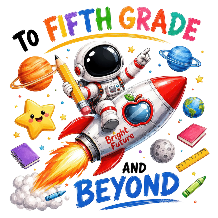 Fifth Grade Space Adventure Design pressed on a garment
