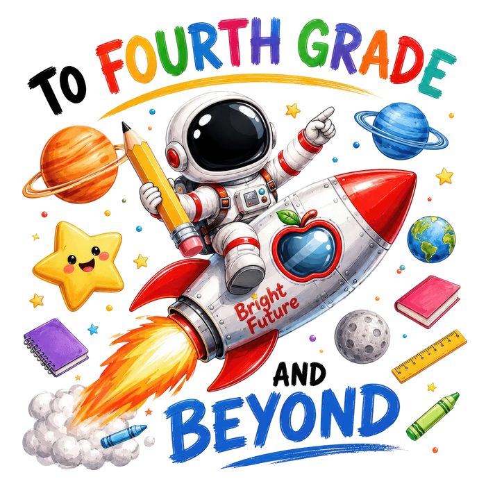 Fourth Grade Rocket School Design pressed on a garment