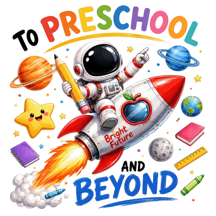 Preschool Rocket Adventure Design pressed on a garment