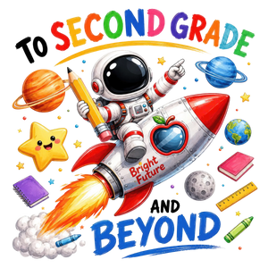 Second Grade Space Explorer Design - DTF Ready To Press - DTF Dallas 