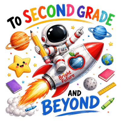 Second Grade Space Explorer Design - DTF Ready To Press - DTF Dallas 