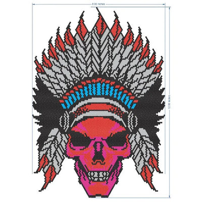 Indian Skull with Feathers 21012 Ready to Press Rhinestone Transfer - DTF Dallas 